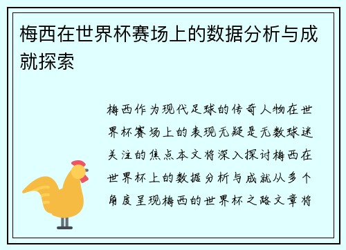 梅西在世界杯赛场上的数据分析与成就探索